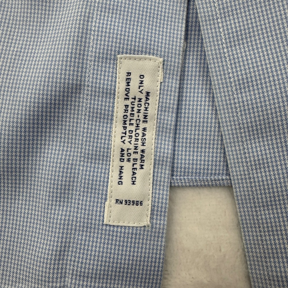 Brooks Brothers Slim Fit Non-Iron Dress Shirt 18-37 Blue Micro Check Cotton - Picture 6 of 7